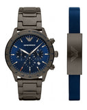 Emporio Armani Mario Chronograph Blue Dial Grey Steel Strap Watch For Men - AR80045 Buy Now By Emporio Armani