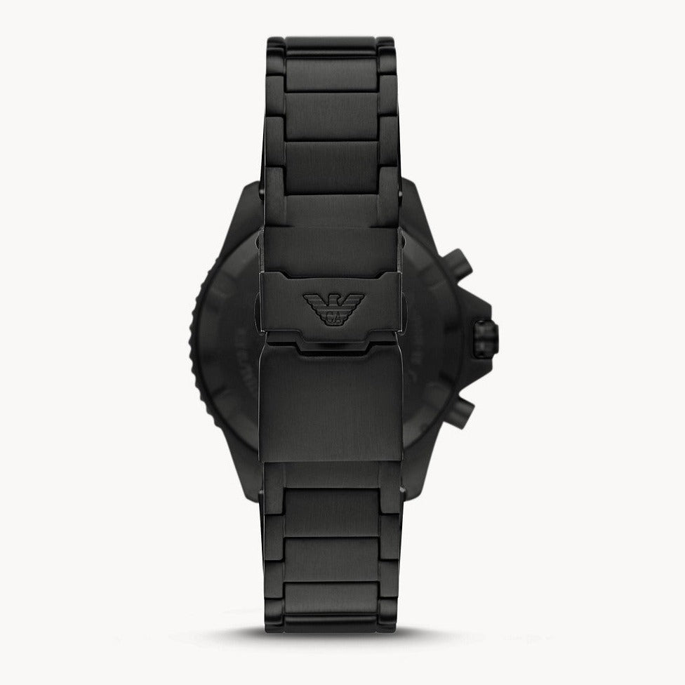 Emporio Armani Diver Chronograph Black Dial Black Steel Strap Watch For Men - AR80050 Buy Now By Emporio Armani