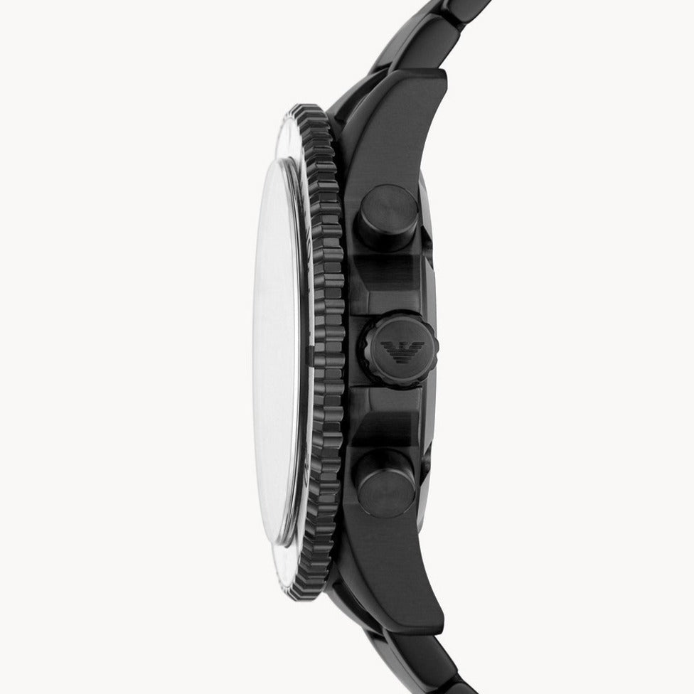 Emporio Armani Diver Chronograph Black Dial Black Steel Strap Watch For Men - AR80050 Buy Now By Emporio Armani