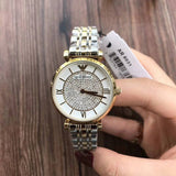 Emporio Armani Gianni T Bar White Dial Two Tone Steel Strap Watch For Women - AR8031 Buy Now By Emporio Armani