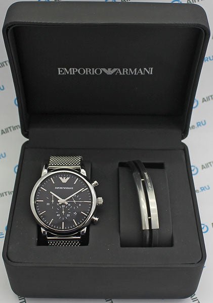 Emporio Armani Luigi Black Dial Silver Mesh Bracelet Watch For Men - AR8032 Buy Now By Emporio Armani