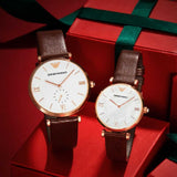 Emporio Armani Analog White Dial Brown Leather Strap Watch For Men - AR9042 Buy Now By Emporio Armani