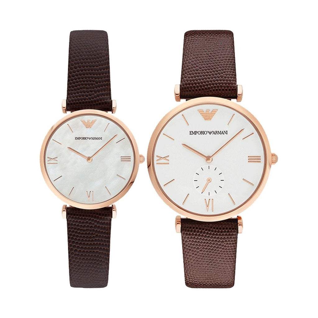 Emporio Armani Analog White Dial Brown Leather Strap Watch For Men - AR9042 Buy Now By Emporio Armani
