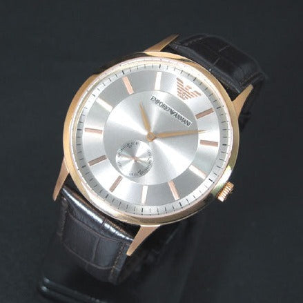 Emporio Armani Classic Analog Silver Dial Brown Leather Strap Watch For Men - AR9101 Buy Now By Emporio Armani