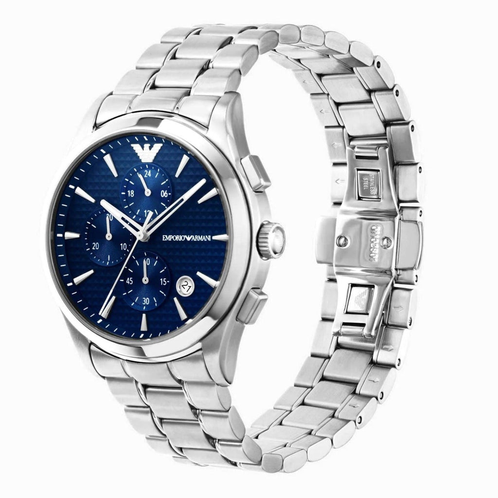 Emporio Armani Chronograph Blue Dial Silver Steel Strap Watch For Men - AR11528 Buy Now By Emporio Armani