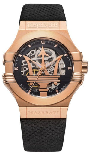 Maserati Potenza Limited Edition Automatic Skeleton Black Dial Black Leather Strap Watch For Men - R8821108025 Buy Now By Maserati