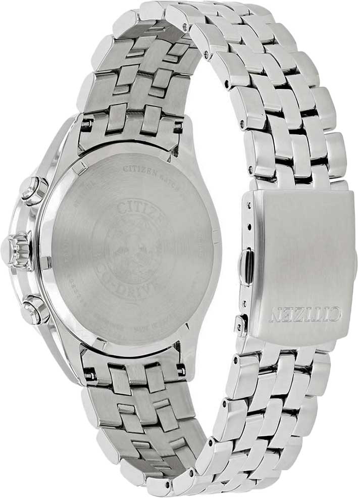 Citizen Eco Drive Chronograph Black Dial Silver Steel Strap Watch For Men - AT2140-55E Buy Now By Citizen