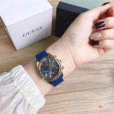 Guess Catalina Blue Gold Tone Blue Silicone Strap Watch For Women - W0562L2 Buy Now By Guess