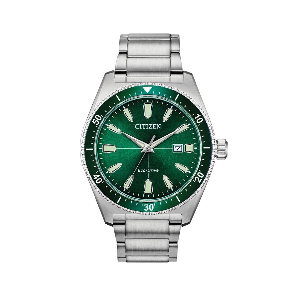 Citizen Eco Drive Vintage Green Dial Silver Steel Strap Watch For Men - AW1598-70X Buy Now By Citizen