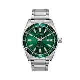 Citizen Eco Drive Vintage Green Dial Silver Steel Strap Watch For Men - AW1598-70X Buy Now By Citizen