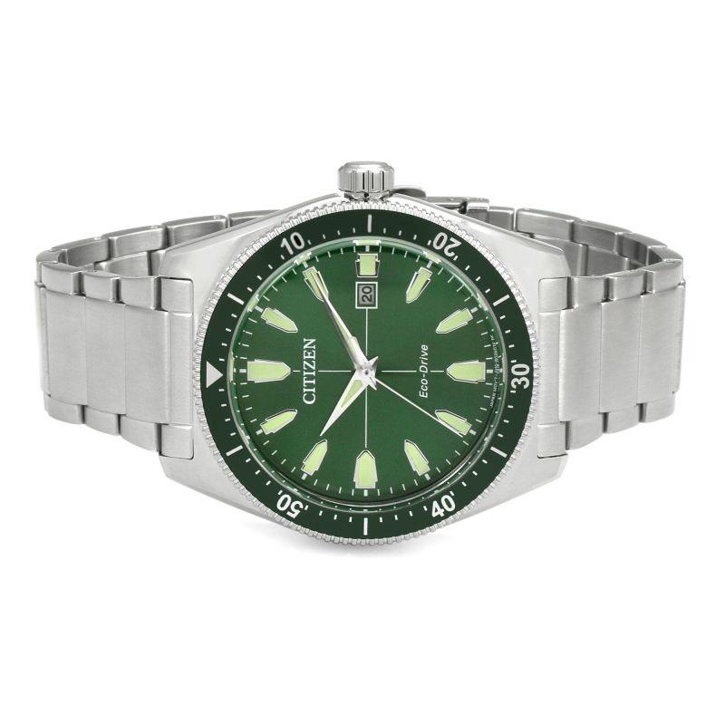 Citizen Eco Drive Vintage Green Dial Silver Steel Strap Watch For Men - AW1598-70X Buy Now By Citizen