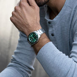 Citizen Eco Drive Vintage Green Dial Silver Steel Strap Watch For Men - AW1598-70X Buy Now By Citizen