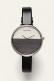 Calvin Klein Rise White Grey Dial Black Leather Strap Watch for Women - K7A231C3 Buy Now By Calvin Klein