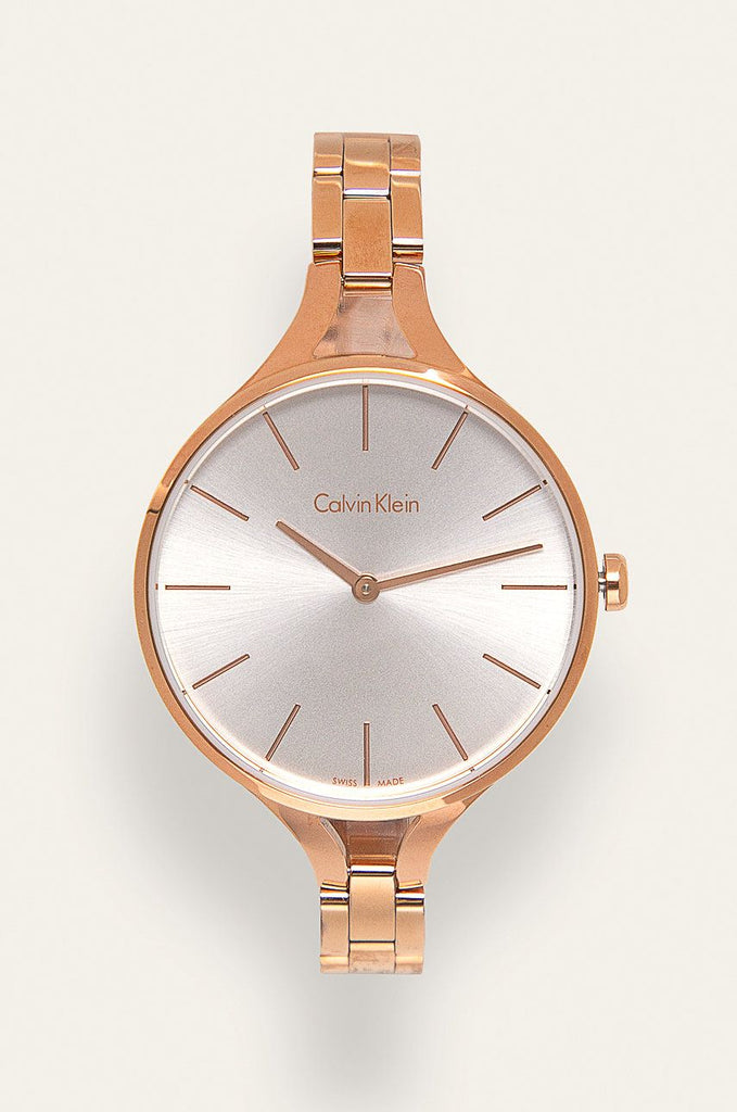Calvin Klein Graphic Silver Dial Rose Gold Steel Strap Watch for Women - K7E23646 Buy Now By Calvin Klein