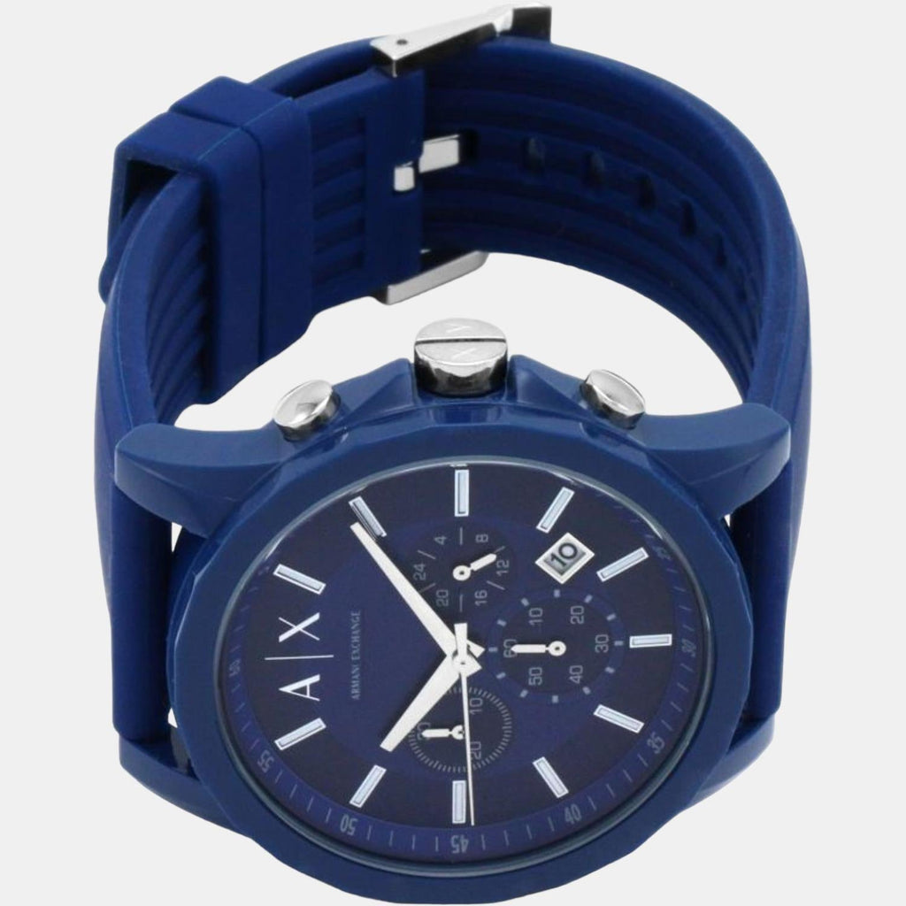 Armani Exchange Outerbanks Chronograph Blue Dial Blue Silicone Strap Watch For Men - AX1327 Buy Now By Armani Exchange