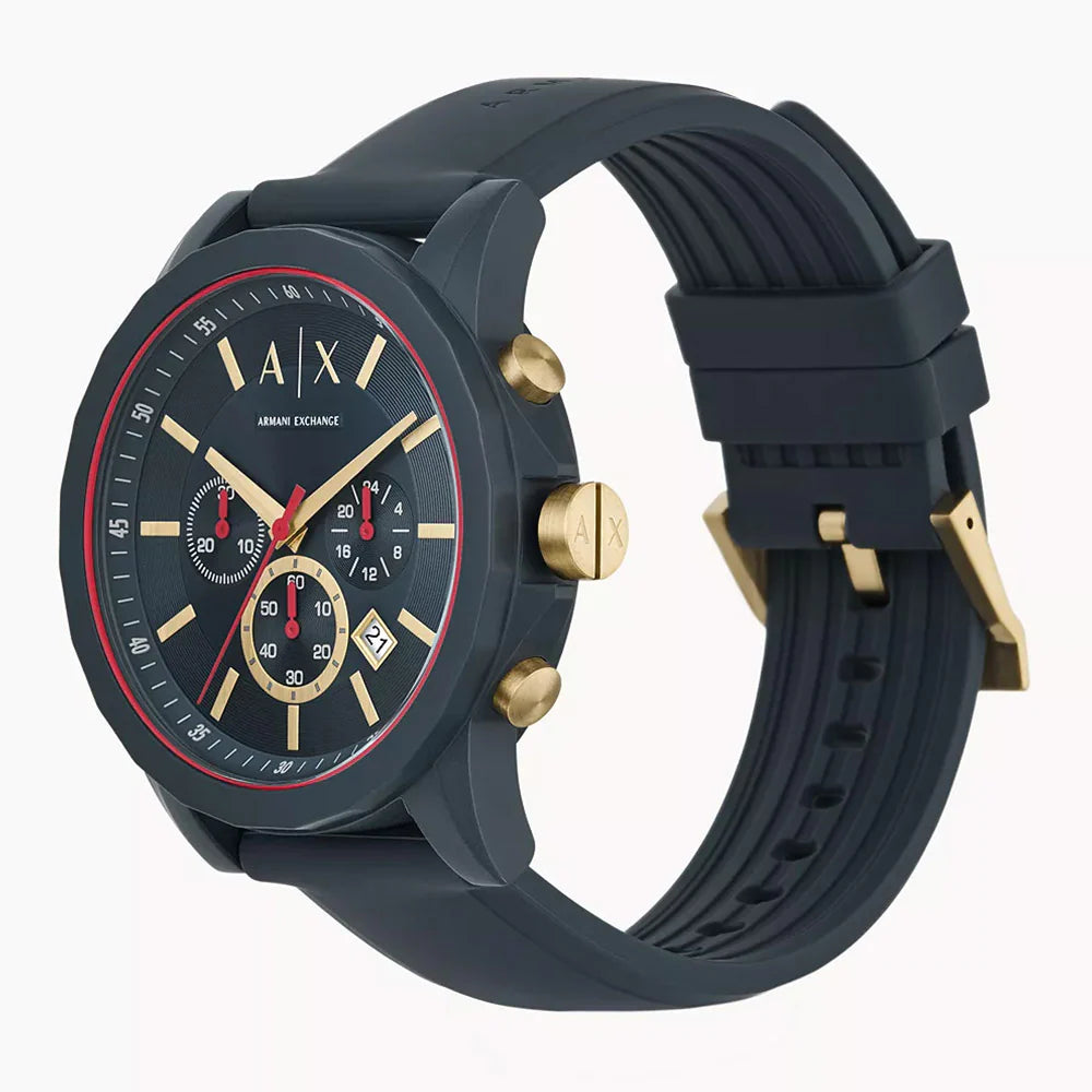 Armani Exchange Outerbanks Chronograph Blue Dial Blue Silicone Strap Watch For Men - AX1335 Buy Now By Armani Exchange