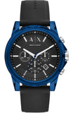 Armani Exchange Outerbanks Chronograph Black Dial Black Silicone Strap Watch For Men - AX1339 Buy Now By Armani Exchange
