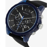 Armani Exchange Outerbanks Chronograph Black Dial Black Silicone Strap Watch For Men - AX1339 Buy Now By Armani Exchange