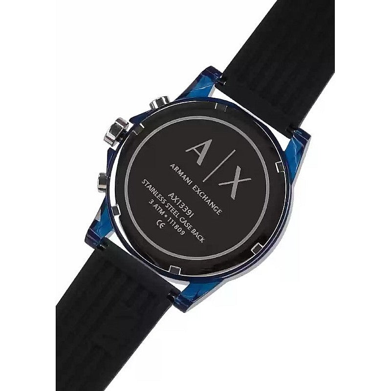 Armani Exchange Outerbanks Chronograph Black Dial Black Silicone Strap Watch For Men - AX1339 Buy Now By Armani Exchange