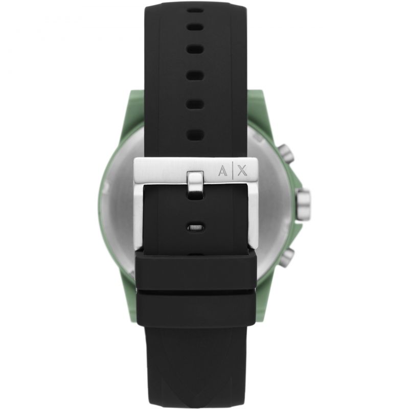 Armani Exchange Outerbanks Chronograph Black Dial Black Silicone Strap Watch For Men - AX1348 Buy Now By Armani Exchange