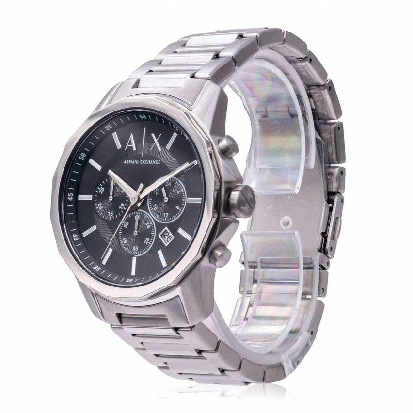 Armani Exchange Banks Chronograph Black Dial Silver Steel Strap Watch For Men - AX1720 Buy Now By Armani Exchange