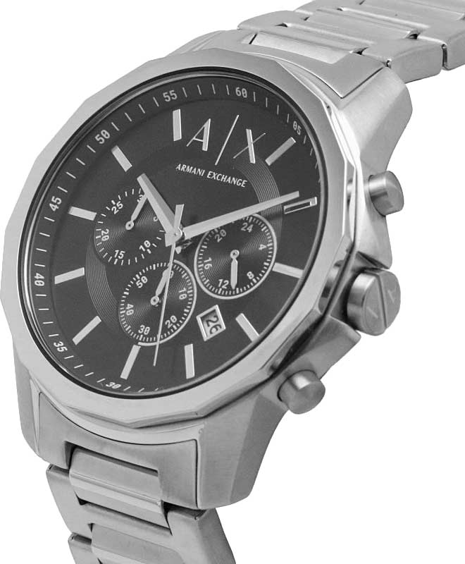 Armani Exchange Banks Chronograph Black Dial Silver Steel Strap Watch For Men - AX1720 Buy Now By Armani Exchange