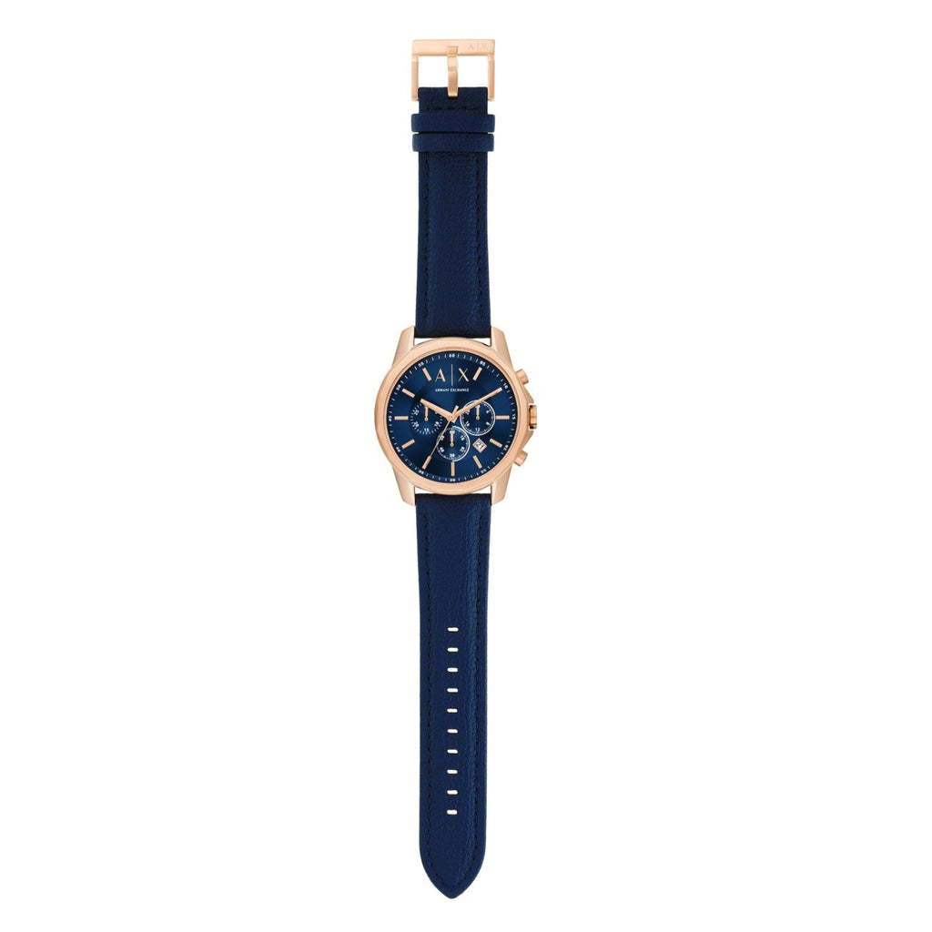 Armani Exchange Banks Chronograph Blue Dial Blue Leather Strap Watch For Men - AX1723 Buy Now By Armani Exchange