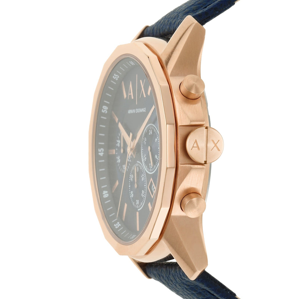 Armani Exchange Banks Chronograph Blue Dial Blue Leather Strap Watch For Men - AX1723 Buy Now By Armani Exchange