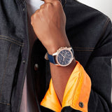 Armani Exchange Banks Chronograph Blue Dial Blue Leather Strap Watch For Men - AX1723 Buy Now By Armani Exchange