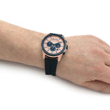 Armani Exchange Hampton Chronograph Rose Gold Dial Blue Silicone Strap Watch For Men - AX1730 Buy Now By Armani Exchange