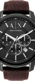 Armani Exchange Outerbanks Chronograph Black Dial Brown Leather Strap Watch For Men - AX1732 Buy Now By Armani Exchange