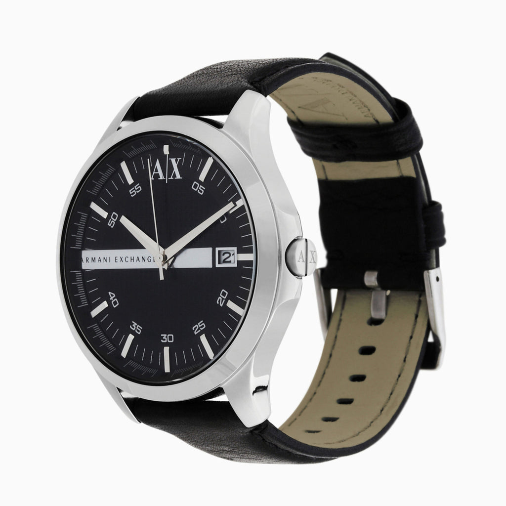 Armani Exchange Hampton Chronograph Black Dial Black Leather Strap Watch For Men - AX2101 Buy Now By Armani Exchange