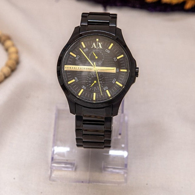 Armani Exchange Hampton Chronograph Black Dial Black Steel Strap Watch For Men - AX2121 Buy Now By Armani Exchange