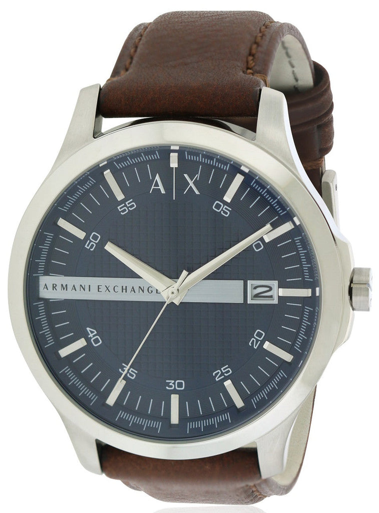 Armani Exchange Hampton Chronograph Blue Dial Brown Leather Strap Watch For Men - AX2133 Buy Now By Armani Exchange