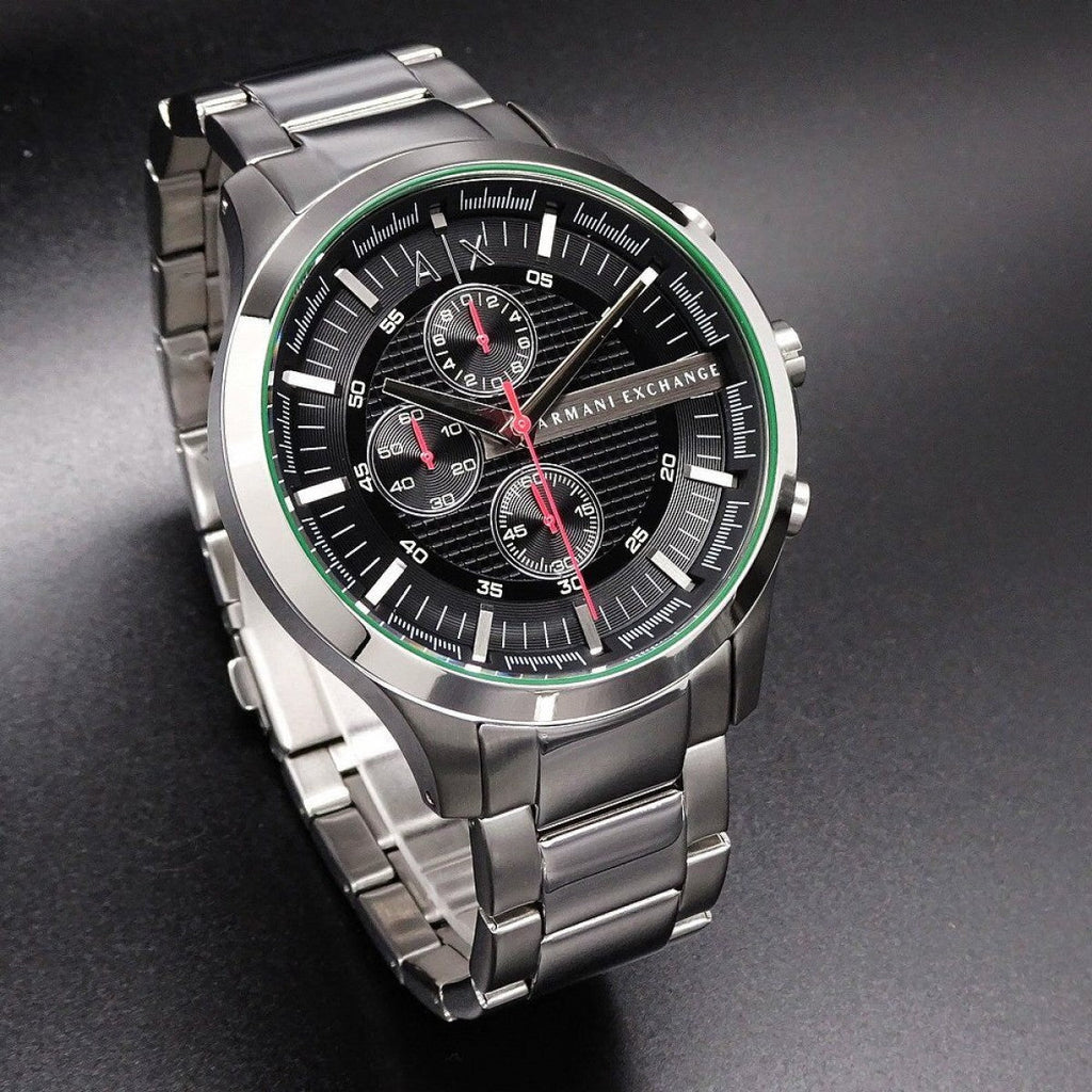 Armani Exchange Hampton Chronograph Black Dial Silver Steel Strap Watch For Men - AX2163 Buy Now By Armani Exchange