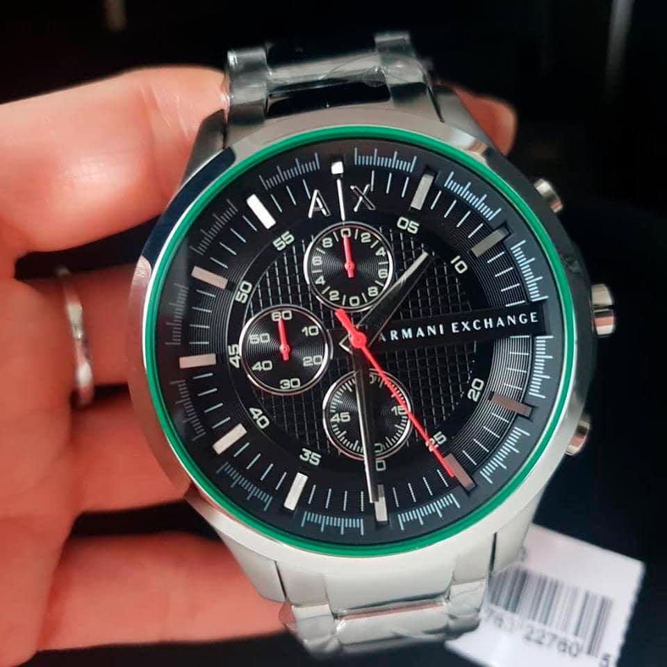 Armani Exchange Hampton Chronograph Black Dial Silver Steel Strap Watch For Men - AX2163 Buy Now By Armani Exchange