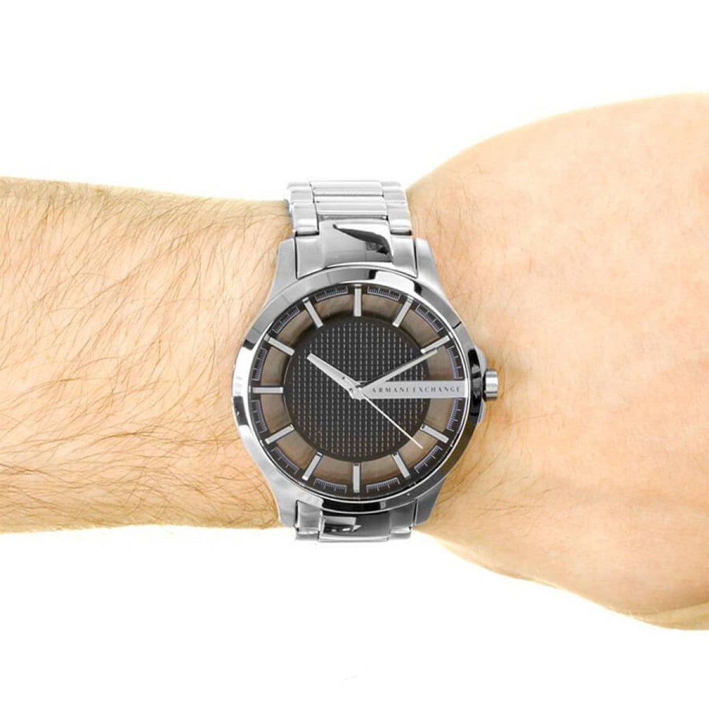 Armani Exchange Hampton Chronograph Skeleton Black Dial Silver Steel Strap Watch For Men - AX2199 Buy Now By Armani Exchange