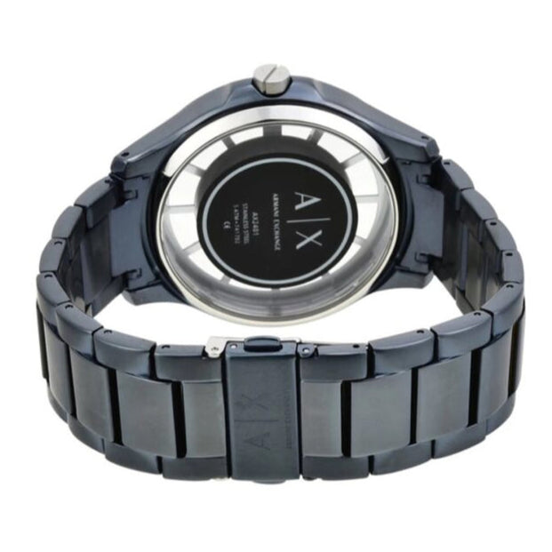 Armani Exchange Hampton Skeleton Grey Dial Blue Steel Strap Watch For Men - AX2401 Buy Now By Armani Exchange