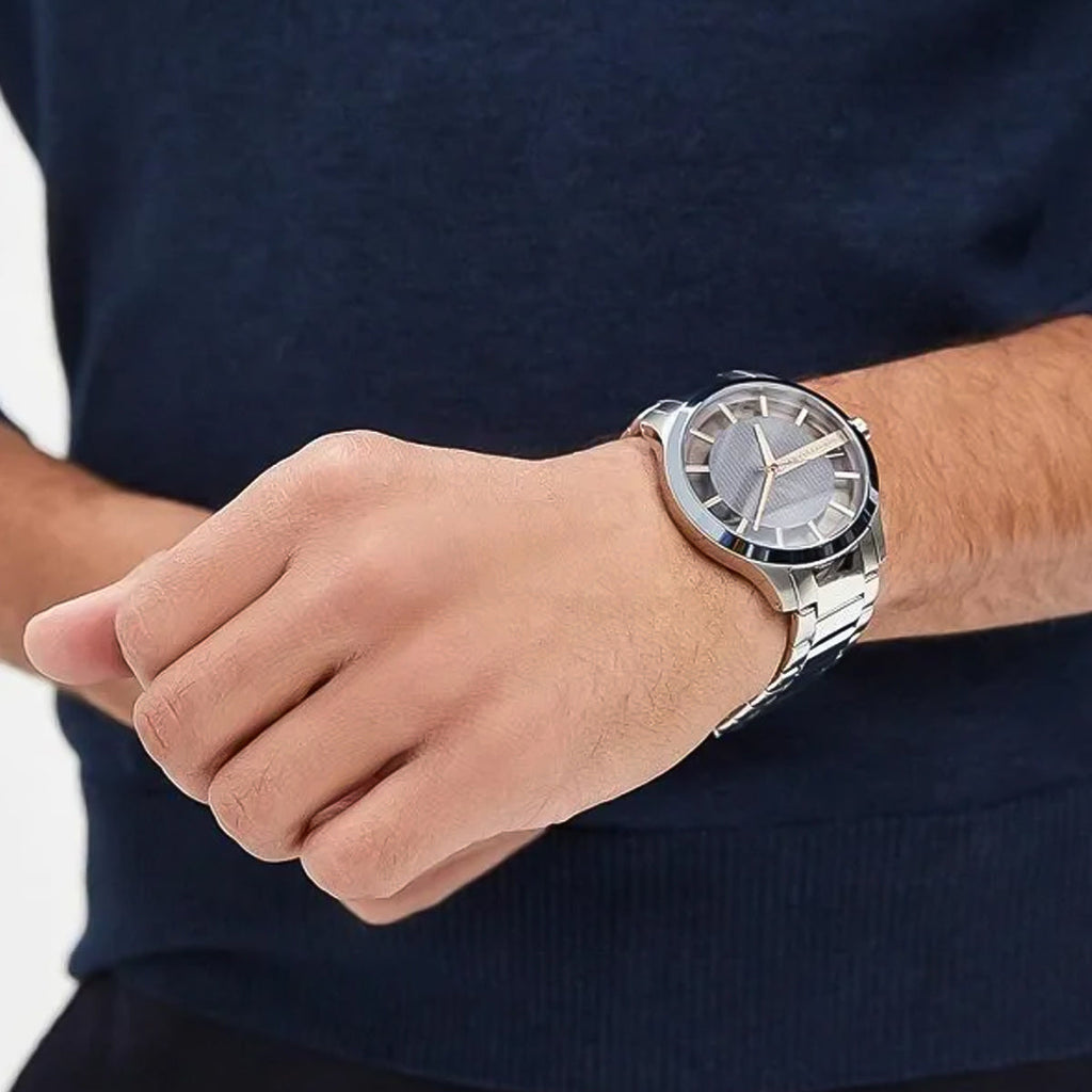 Armani Exchange Hampton Chronograph Black Dial Silver Steel Strap Watch For Men - AX2179 Buy Now By Armani Exchange