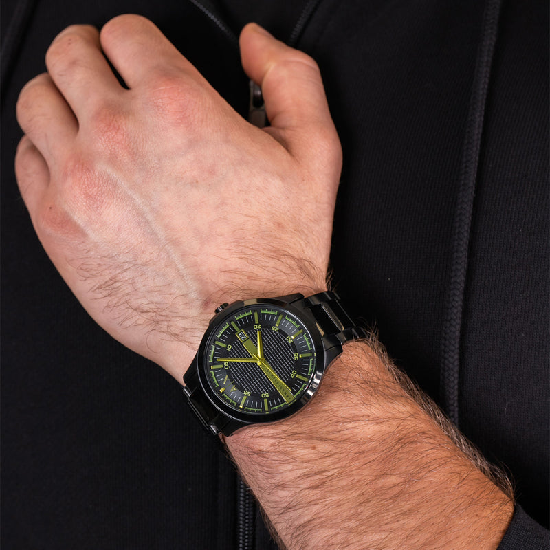 Armani Exchange Hampton Black Dial Black Steel Strap Watch For Men - AX2407 Buy Now By Armani Exchange