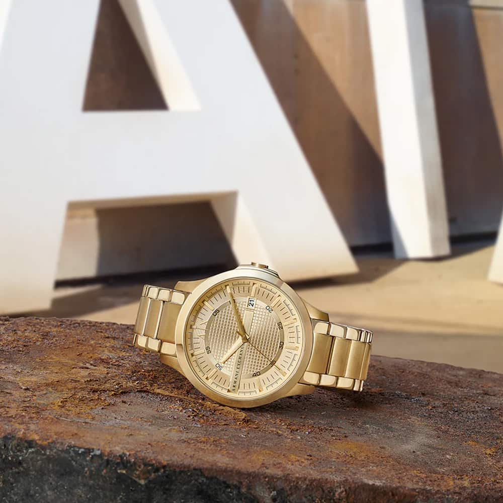 Armani Exchange Hampton Chronograph Gold Dial Gold Steel Strap Watch For Men - AX2415 Buy Now By Armani Exchange