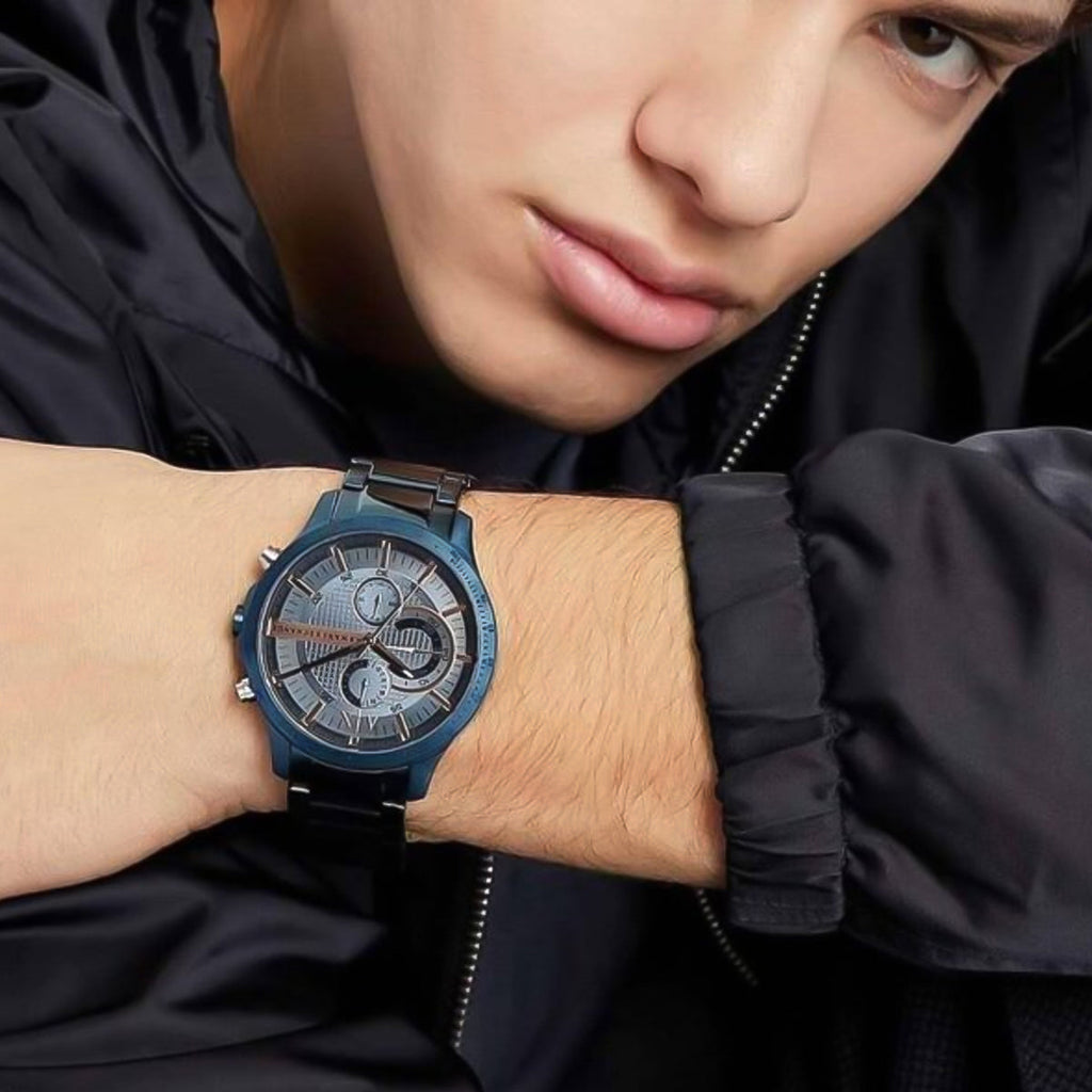 Armani Exchange Hampton Chronograph Blue Dial Blue Steel Strap Watch For Men - AX2430 Buy Now By Armani Exchange