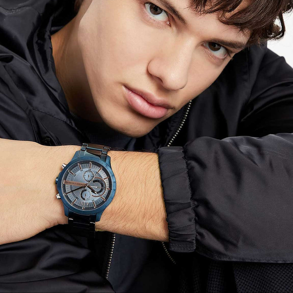 Armani Exchange Hampton Chronograph Blue Dial Blue Steel Strap Watch For Men - AX2430 Buy Now By Armani Exchange