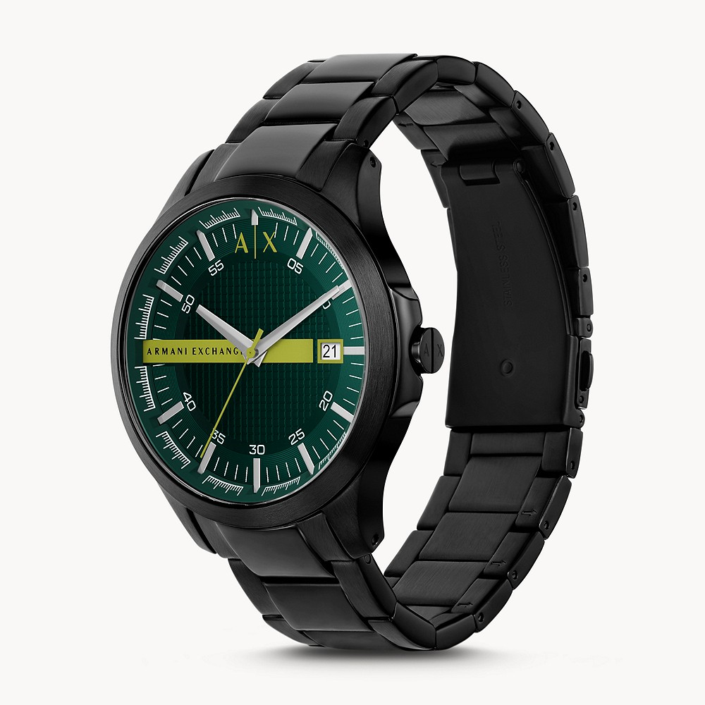 Armani Exchange Hampton Black Dial Black Steel Strap Watch For Men - AX2407 Buy Now By Armani Exchange