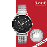 Armani Exchange Cayde Chronograph Black Dial Silver Mesh Strap Watch For Men - AX2714 Buy Now By Armani Exchange