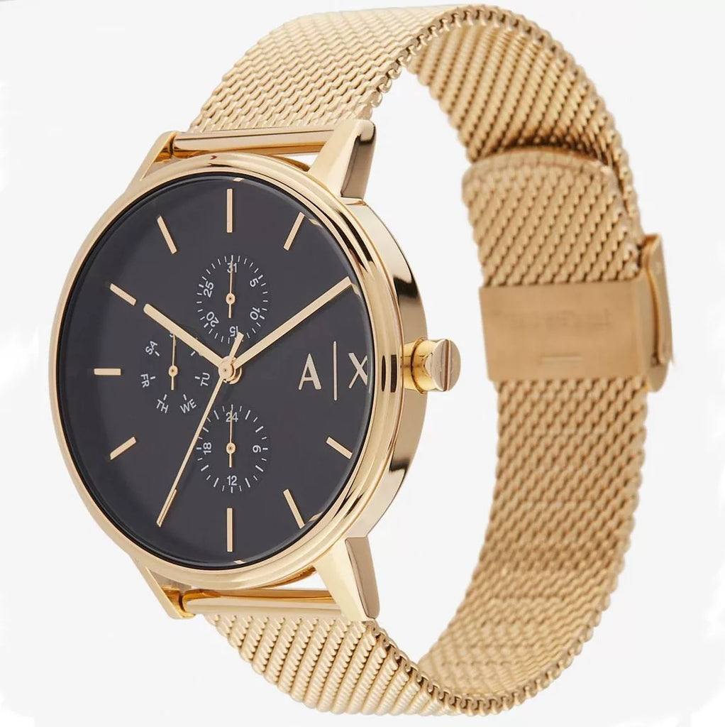 Armani Exchange Cayde Chronograph Black Dial Gold Mesh Strap Watch For Men - AX2715 Buy Now By Armani Exchange