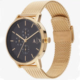 Armani Exchange Cayde Chronograph Black Dial Gold Mesh Strap Watch For Men - AX2715 Buy Now By Armani Exchange