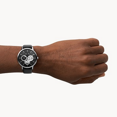 Armani Exchange Cayde Chronograph Black Dial Black Leather Strap Watch for Men - AX2745 Buy Now By Armani Exchange