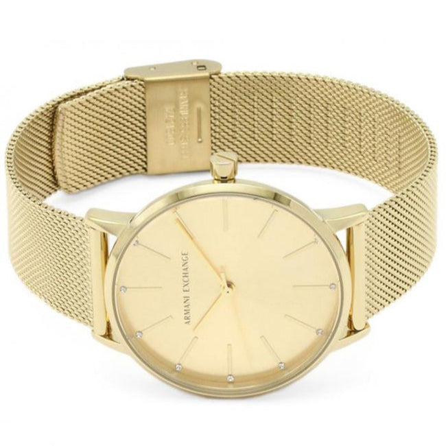 Armani Exchange Lola Analog Gold Dial Gold Mesh Strap Watch For Women - AX5536 Buy Now By Armani Exchange