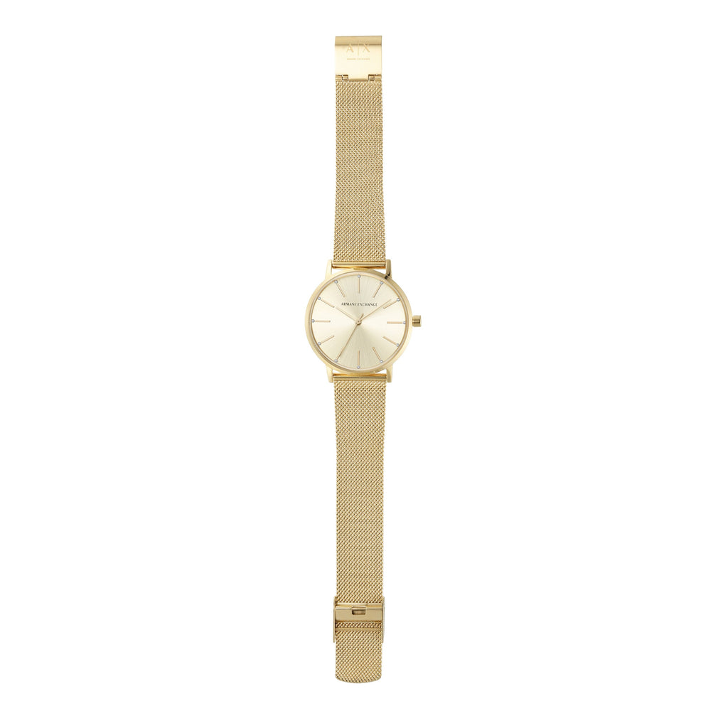 Armani Exchange Lola Analog Gold Dial Gold Mesh Strap Watch For Women - AX5536 Buy Now By Armani Exchange